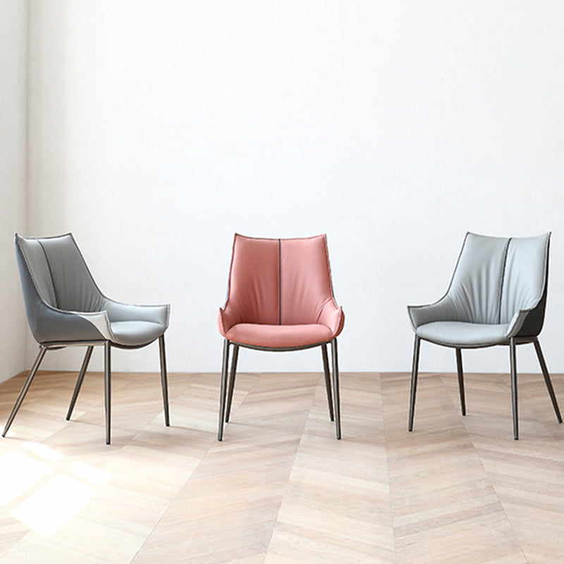 Metal Kitchen Dining Side Chair Upholstered Dining Chair with Black Legs