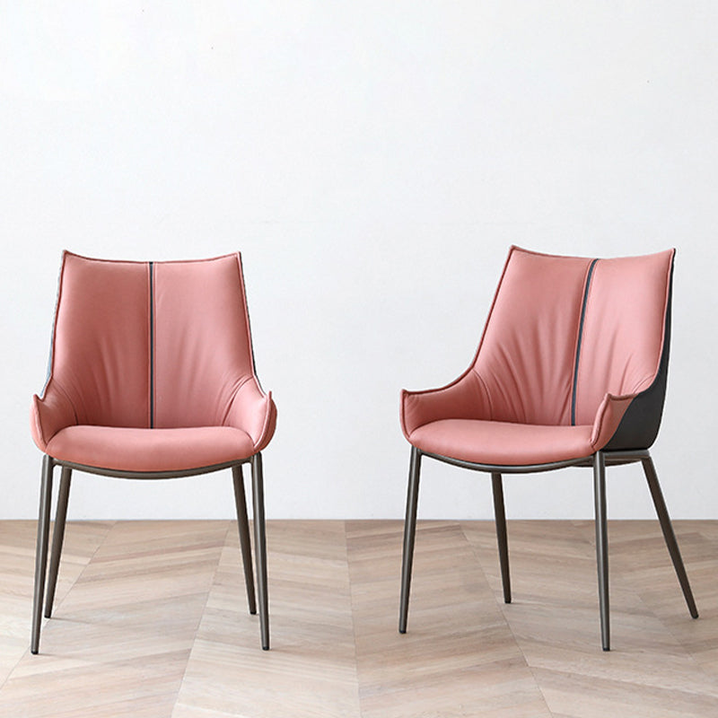 Metal Kitchen Dining Side Chair Upholstered Dining Chair with Black Legs