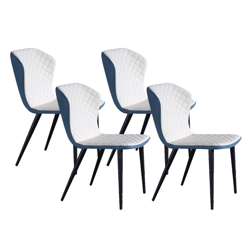 Industrial Solid Back Chairs Armless Side Chairs with Metal Legs for Home Use