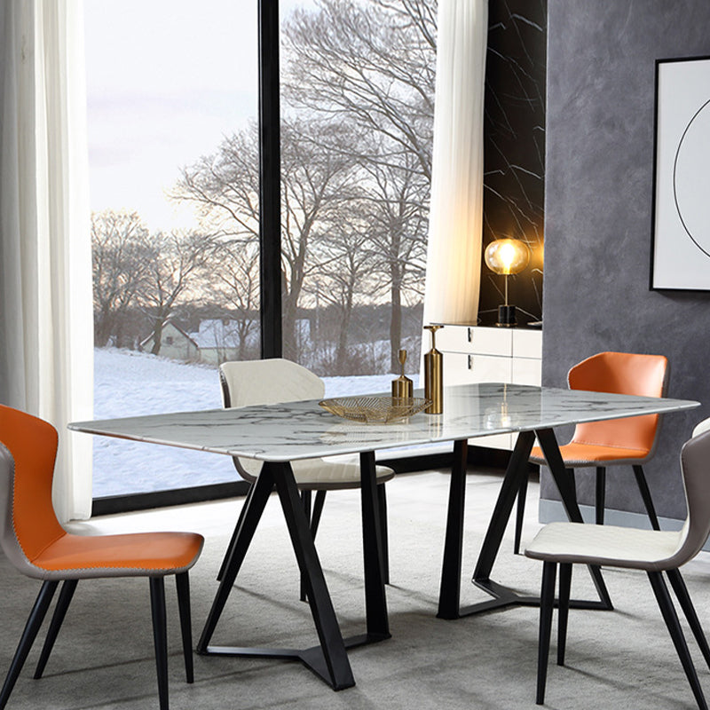 Industrial Solid Back Chairs Armless Side Chairs with Metal Legs for Home Use