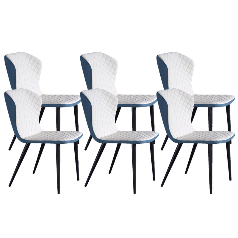 Industrial Solid Back Chairs Armless Side Chairs with Metal Legs for Home Use