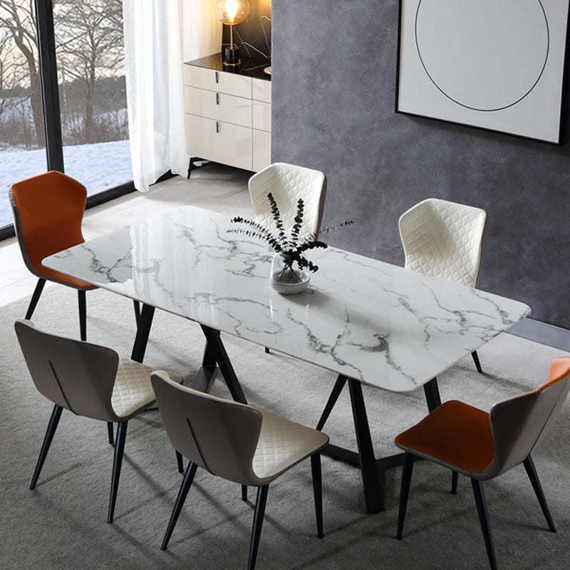 Industrial Solid Back Chairs Armless Side Chairs with Metal Legs for Home Use