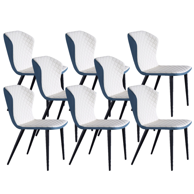 Industrial Solid Back Chairs Armless Side Chairs with Metal Legs for Home Use