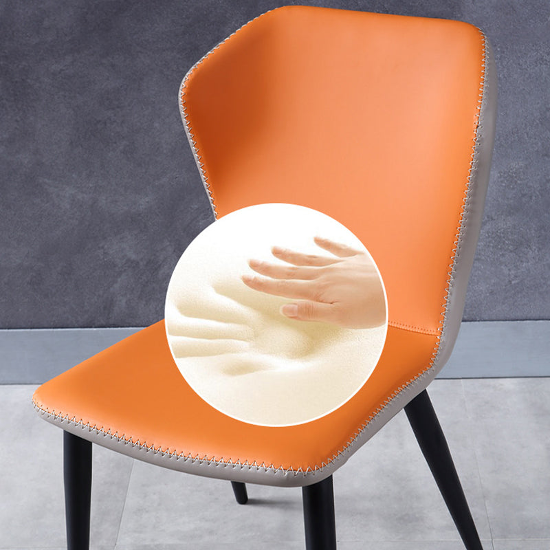 Industrial Solid Back Chairs Armless Side Chairs with Metal Legs for Home Use