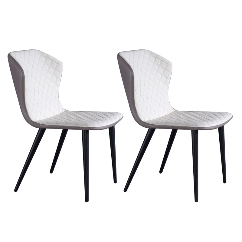 Industrial Solid Back Chairs Armless Side Chairs with Metal Legs for Home Use