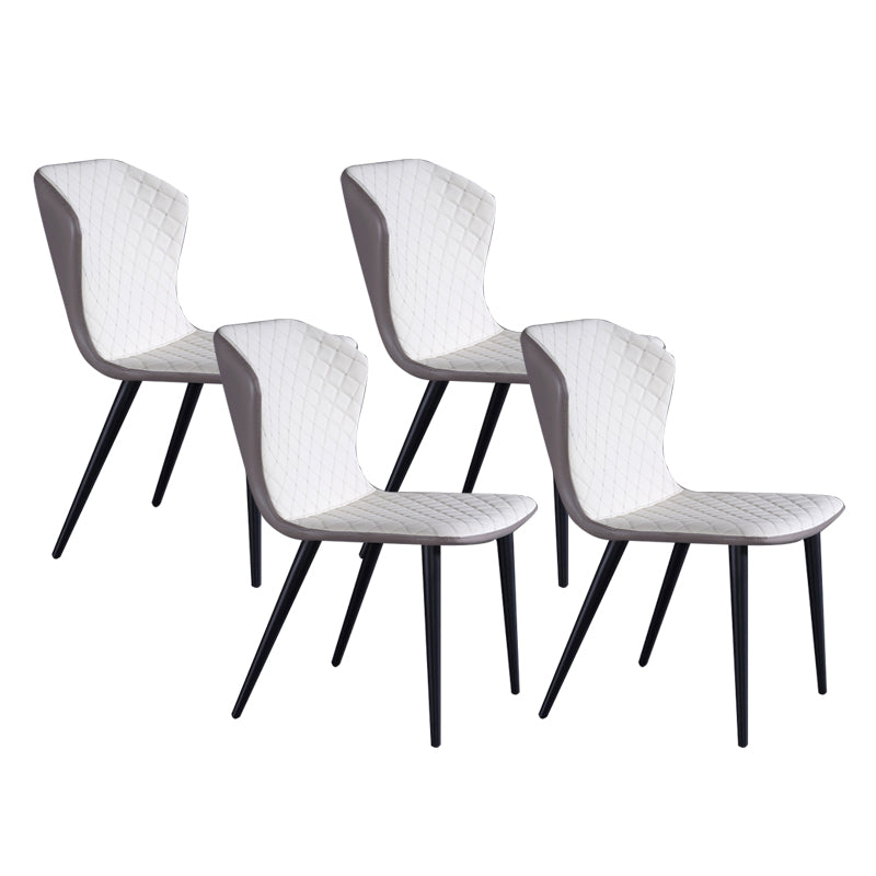 Industrial Solid Back Chairs Armless Side Chairs with Metal Legs for Home Use