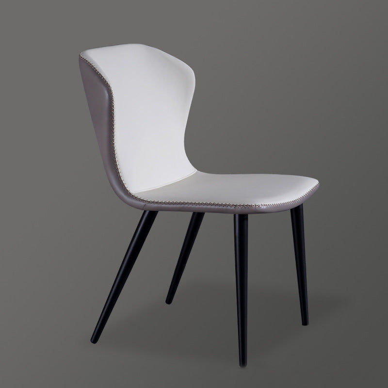 Industrial Solid Back Chairs Armless Side Chairs with Metal Legs for Home Use