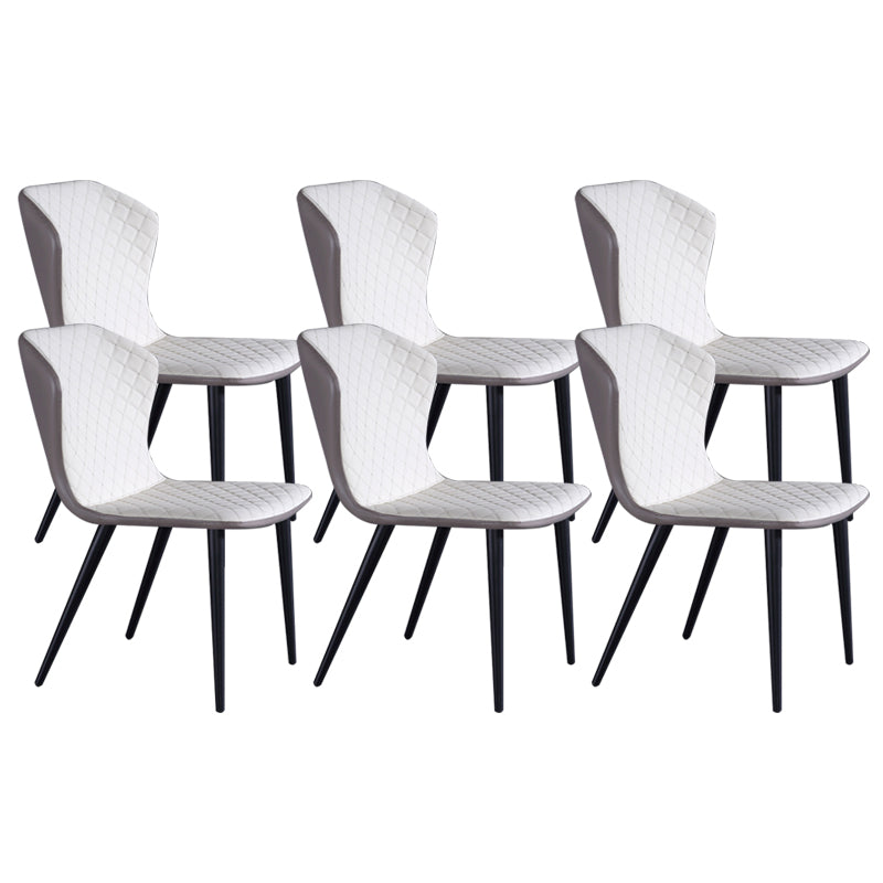 Industrial Solid Back Chairs Armless Side Chairs with Metal Legs for Home Use