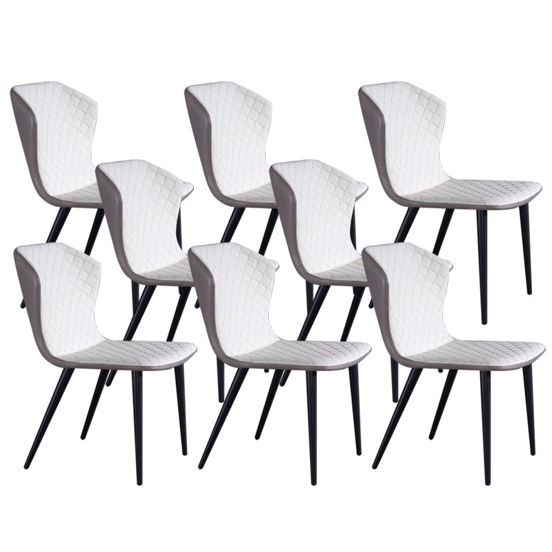 Industrial Solid Back Chairs Armless Side Chairs with Metal Legs for Home Use