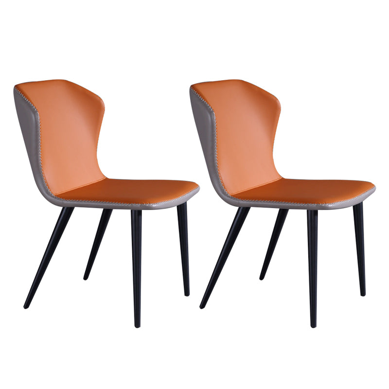 Industrial Solid Back Chairs Armless Side Chairs with Metal Legs for Home Use