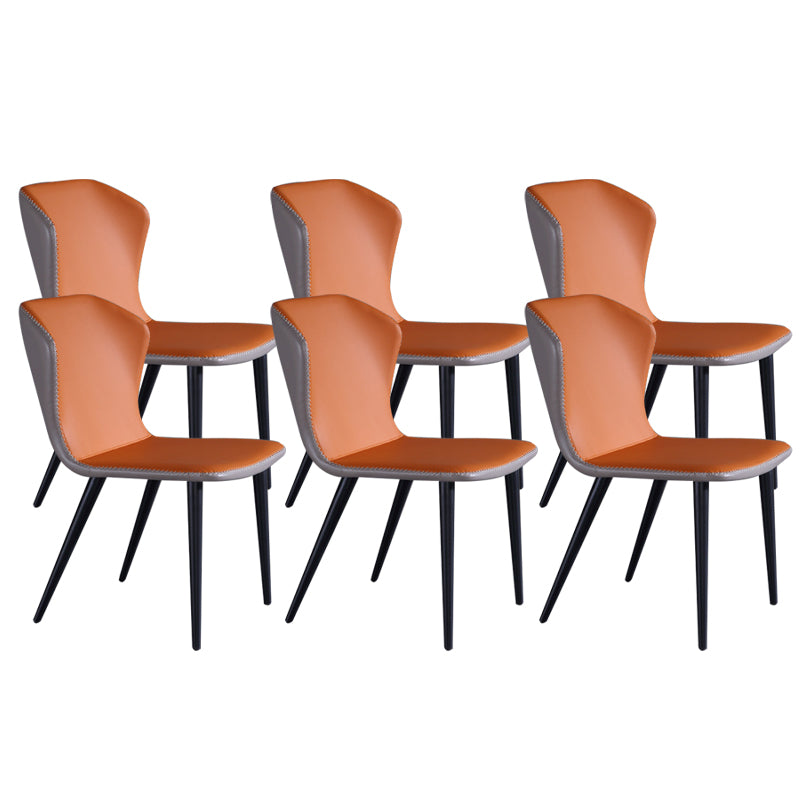 Industrial Solid Back Chairs Armless Side Chairs with Metal Legs for Home Use