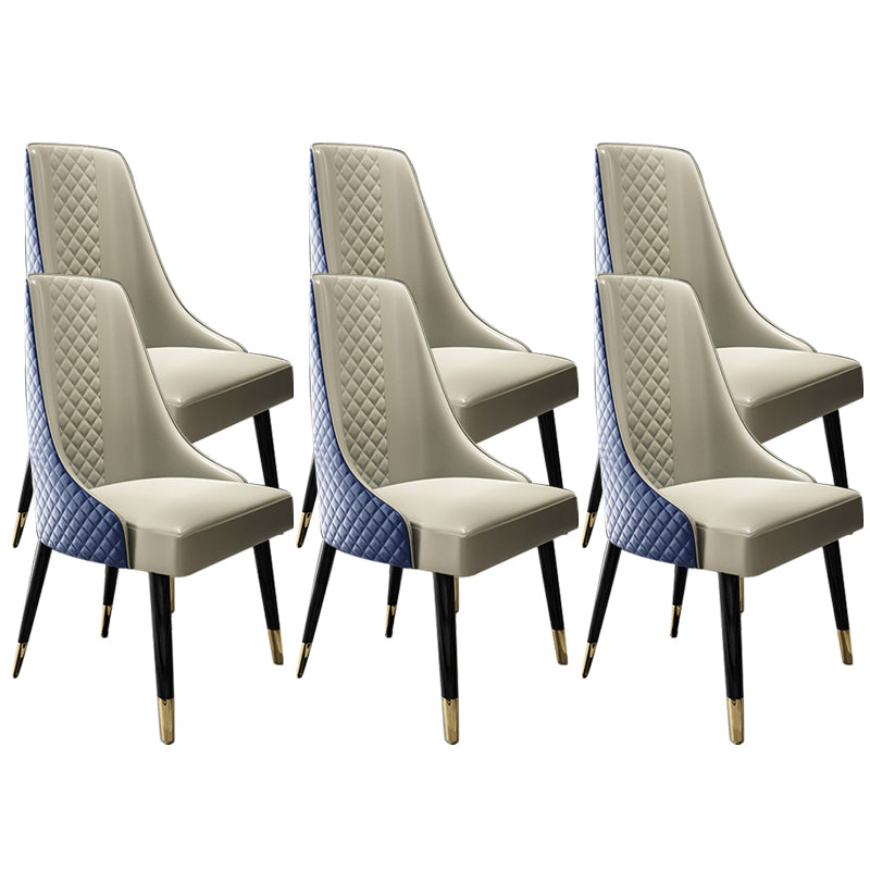 Faux Leather Kitchen Dining Chair Glam Upholstered Dining Chair with Wood Legs