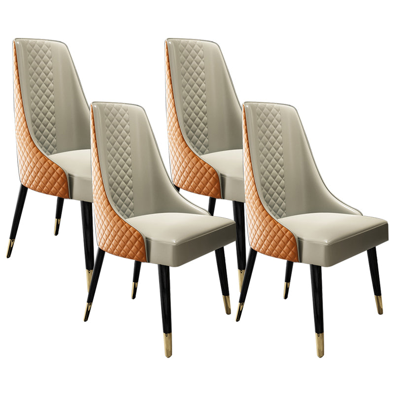 Faux Leather Kitchen Dining Chair Glam Upholstered Dining Chair with Wood Legs