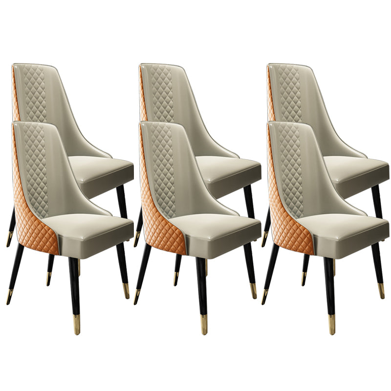 Faux Leather Kitchen Dining Chair Glam Upholstered Dining Chair with Wood Legs