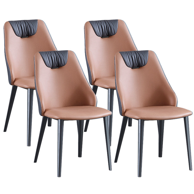 Industrial Style Faux Leather Chairs Armless Side Chairs with Metal Legs for Home Use