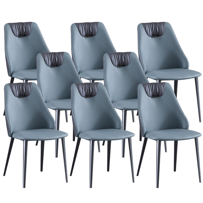 Industrial Style Faux Leather Chairs Armless Side Chairs with Metal Legs for Home Use