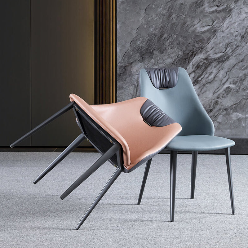 Industrial Style Faux Leather Chairs Armless Side Chairs with Metal Legs for Home Use