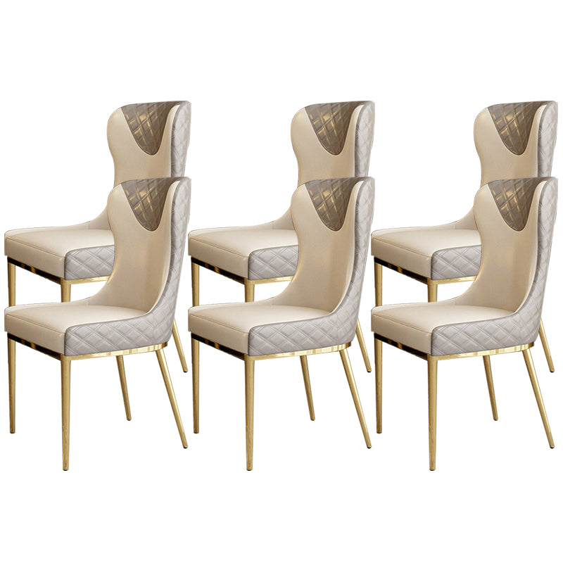 Faux Leather Kitchen Dining Chair Glam Upholstered Dining Chair with Metal Legs