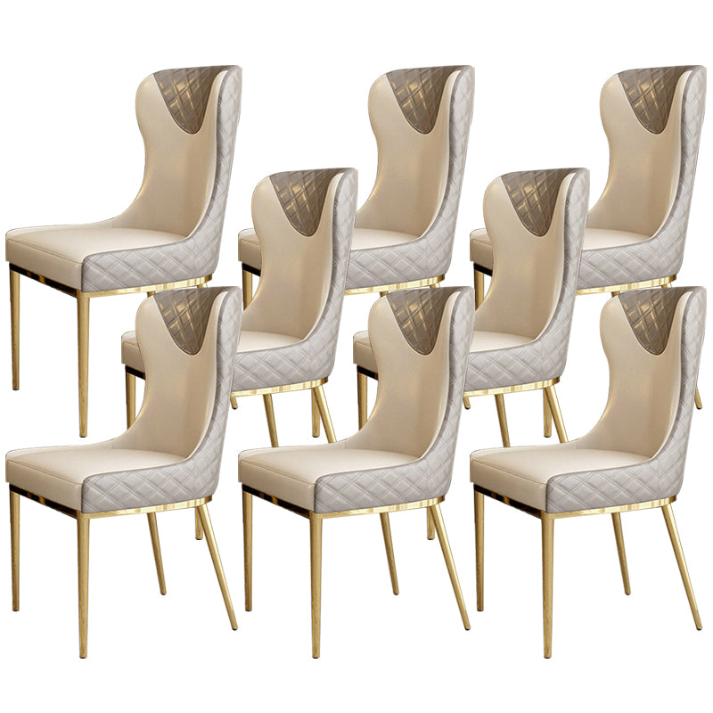 Faux Leather Kitchen Dining Chair Glam Upholstered Dining Chair with Metal Legs