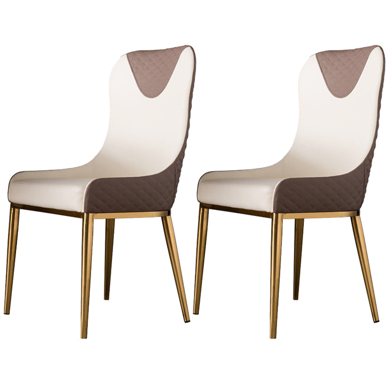 Faux Leather Kitchen Dining Chair Glam Upholstered Dining Chair with Metal Legs