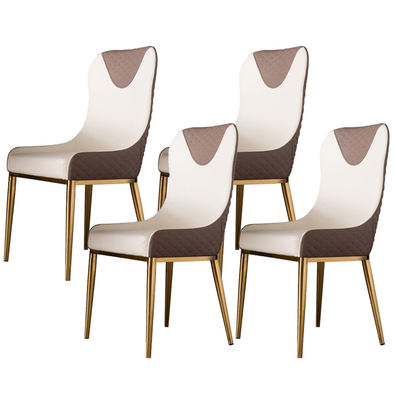 Faux Leather Kitchen Dining Chair Glam Upholstered Dining Chair with Metal Legs