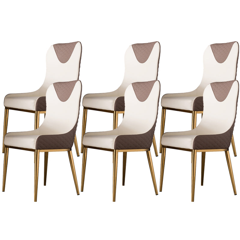 Faux Leather Kitchen Dining Chair Glam Upholstered Dining Chair with Metal Legs