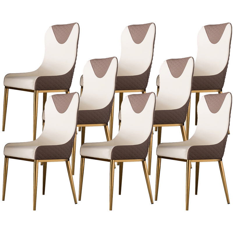 Faux Leather Kitchen Dining Chair Glam Upholstered Dining Chair with Metal Legs