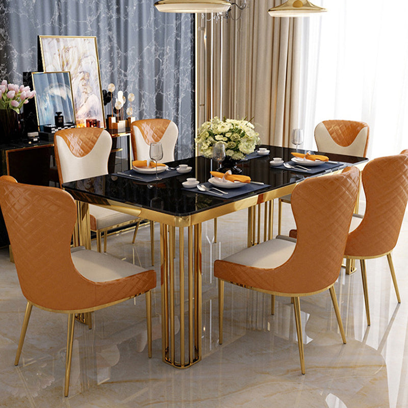 Faux Leather Kitchen Dining Chair Glam Upholstered Dining Chair with Metal Legs