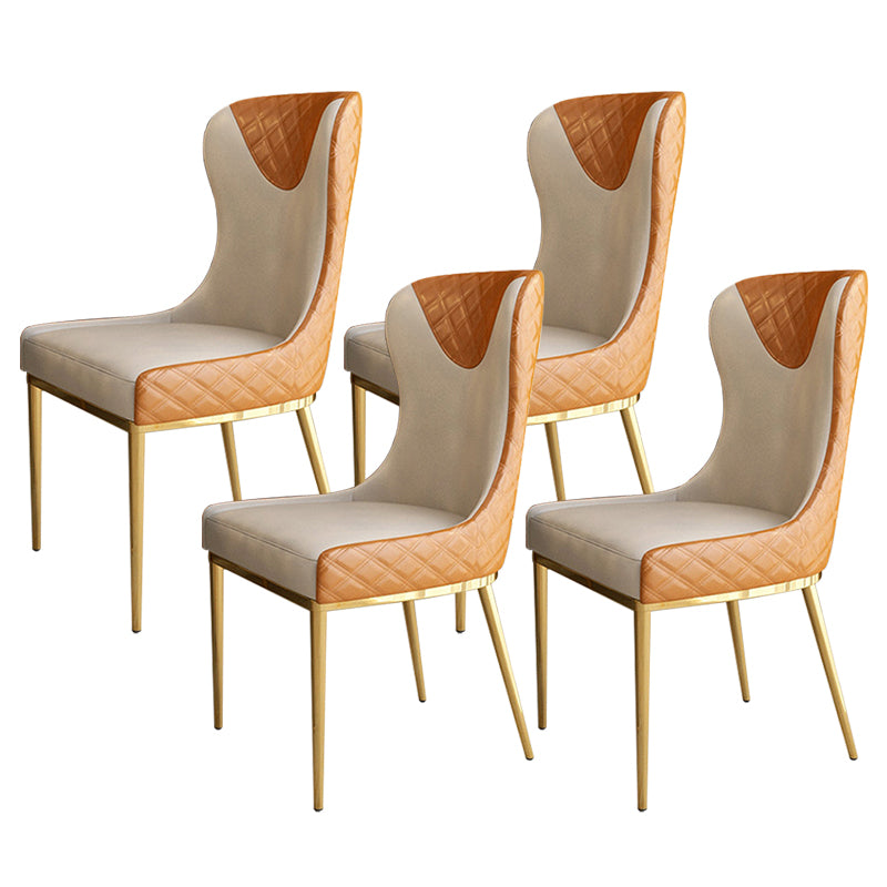 Faux Leather Kitchen Dining Chair Glam Upholstered Dining Chair with Metal Legs