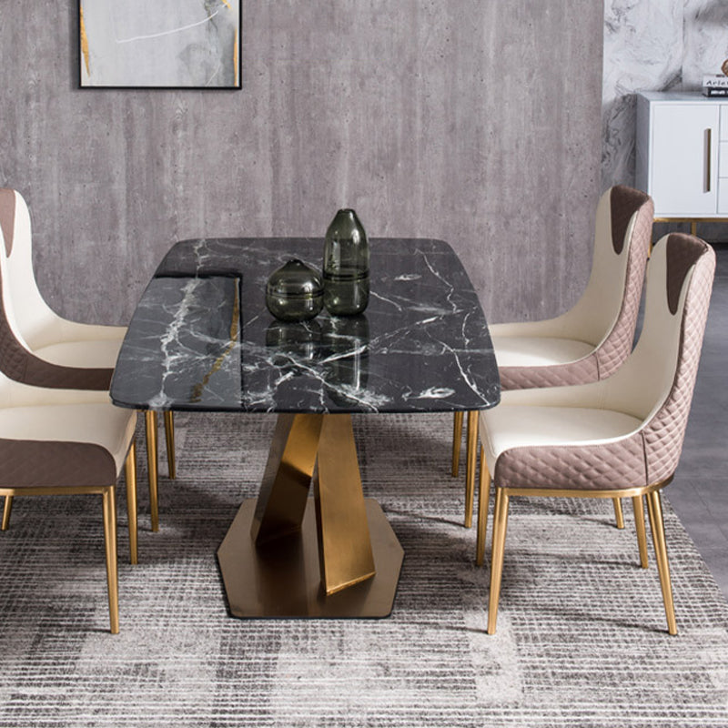 Faux Leather Kitchen Dining Chair Glam Upholstered Dining Chair with Metal Legs