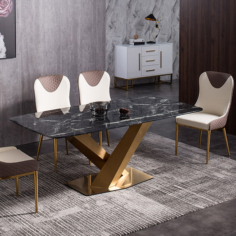 Faux Leather Kitchen Dining Chair Glam Upholstered Dining Chair with Metal Legs