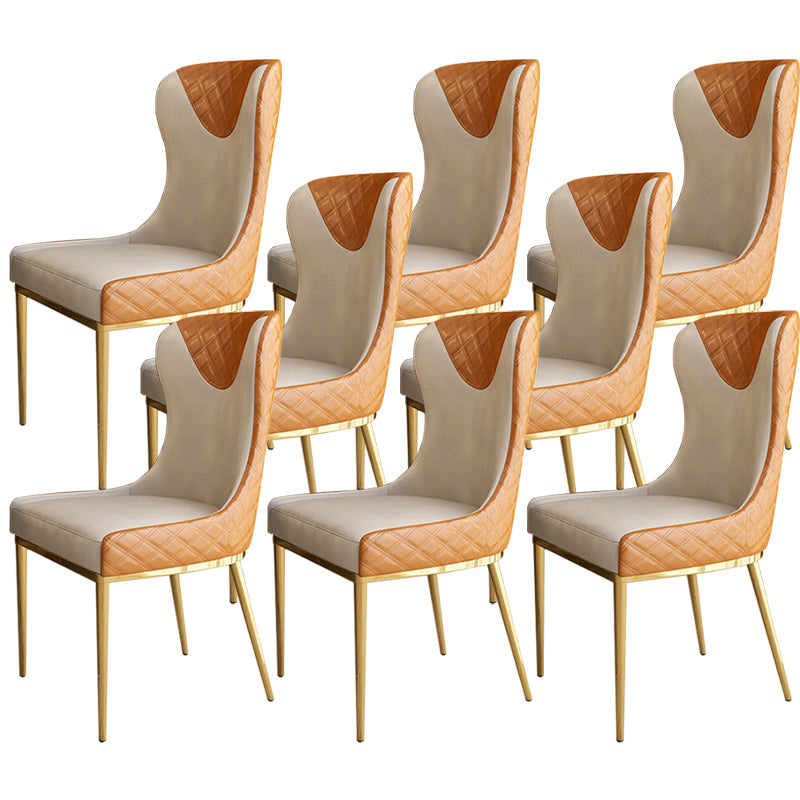 Faux Leather Kitchen Dining Chair Glam Upholstered Dining Chair with Metal Legs