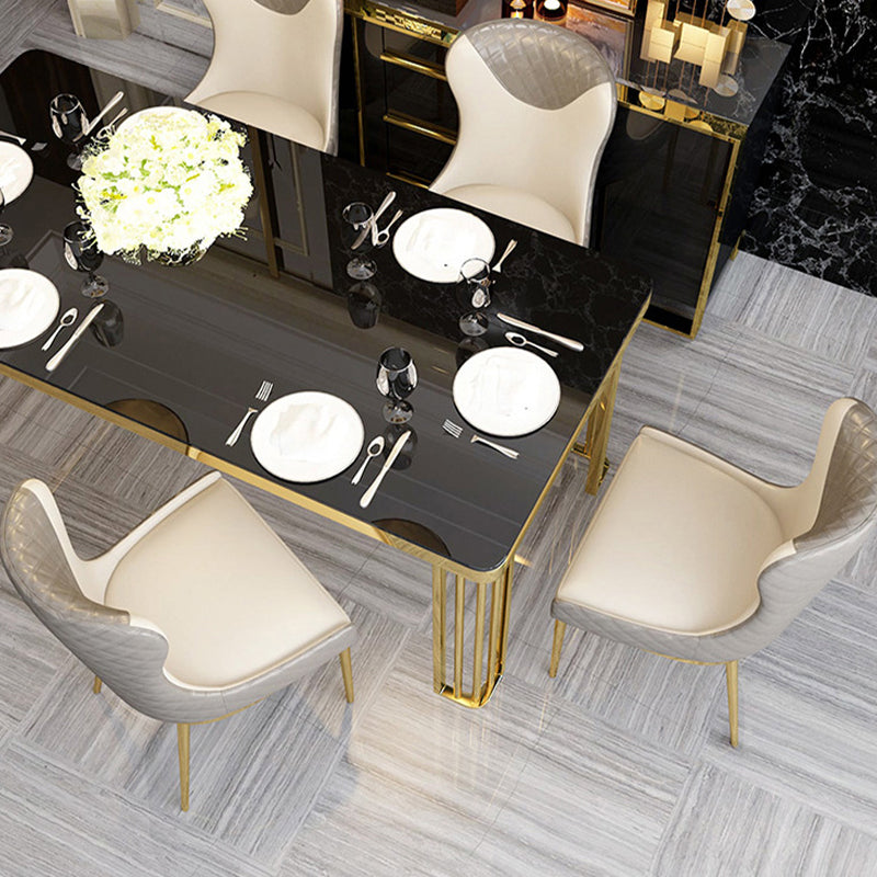 Faux Leather Kitchen Dining Chair Glam Upholstered Dining Chair with Metal Legs