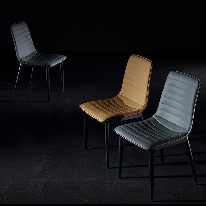 Industrial Faux Leather Chairs Armless Side Chairs with Metal Legs for Home Use