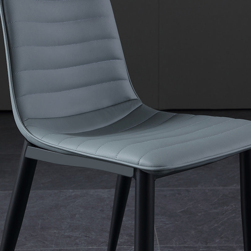 Industrial Faux Leather Chairs Armless Side Chairs with Metal Legs for Home Use