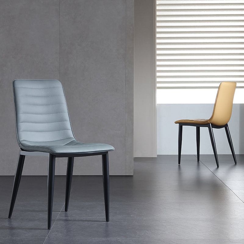 Industrial Faux Leather Chairs Armless Side Chairs with Metal Legs for Home Use