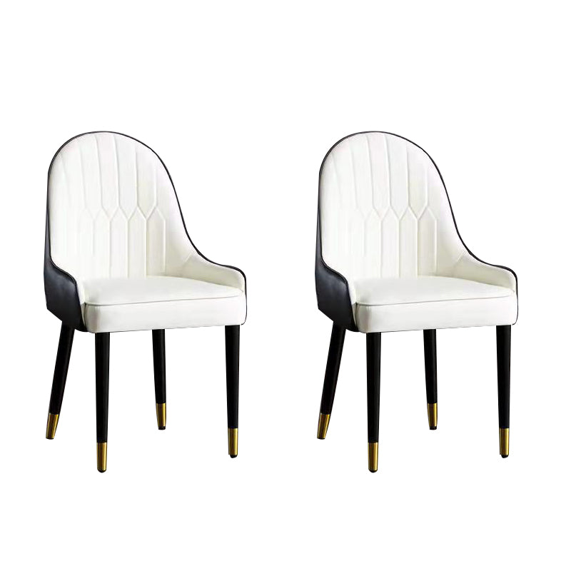 Glam Upholstered Dining Chairs Faux Leather Kitchen Dining Chair with Wood Legs