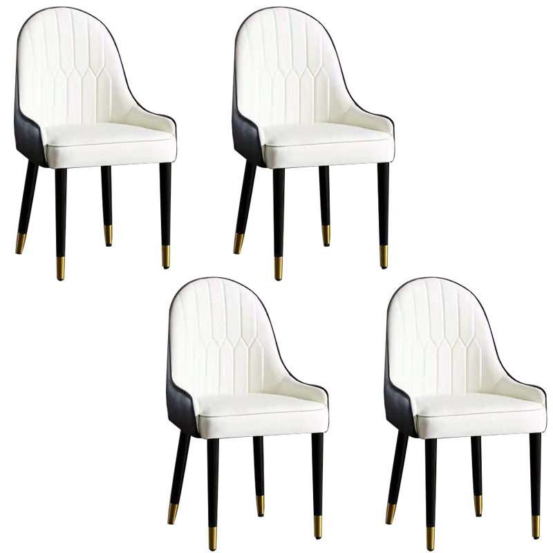 Glam Upholstered Dining Chairs Faux Leather Kitchen Dining Chair with Wood Legs
