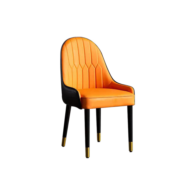 Glam Upholstered Dining Chairs Faux Leather Kitchen Dining Chair with Wood Legs