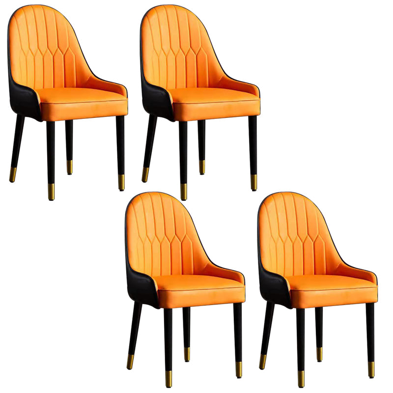 Glam Upholstered Dining Chairs Faux Leather Kitchen Dining Chair with Wood Legs