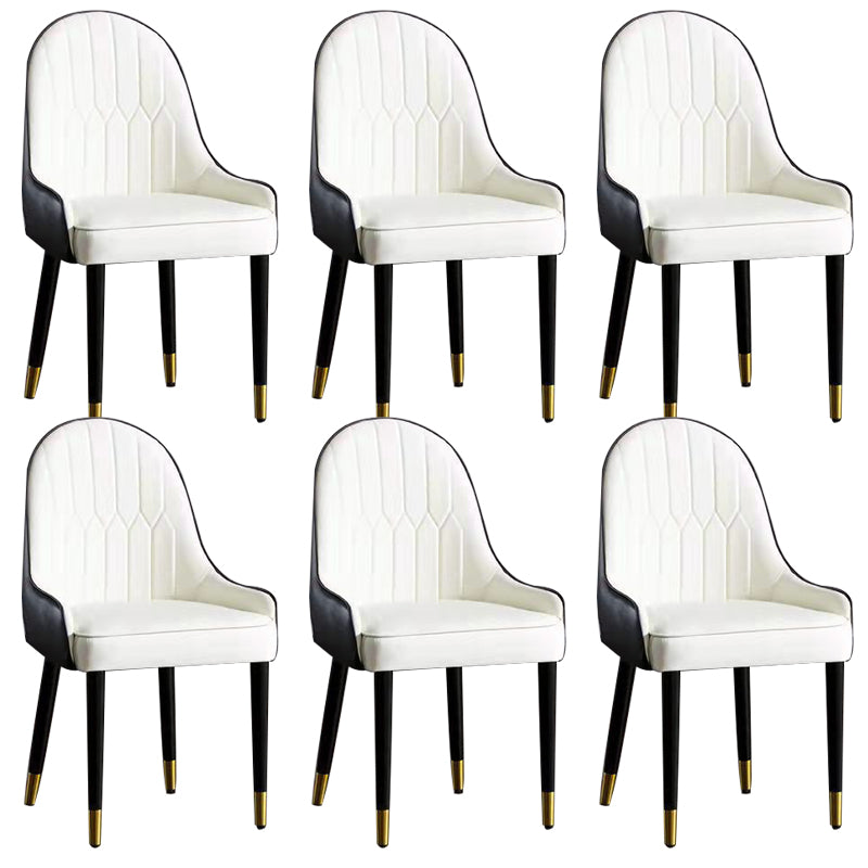 Glam Upholstered Dining Chairs Faux Leather Kitchen Dining Chair with Wood Legs