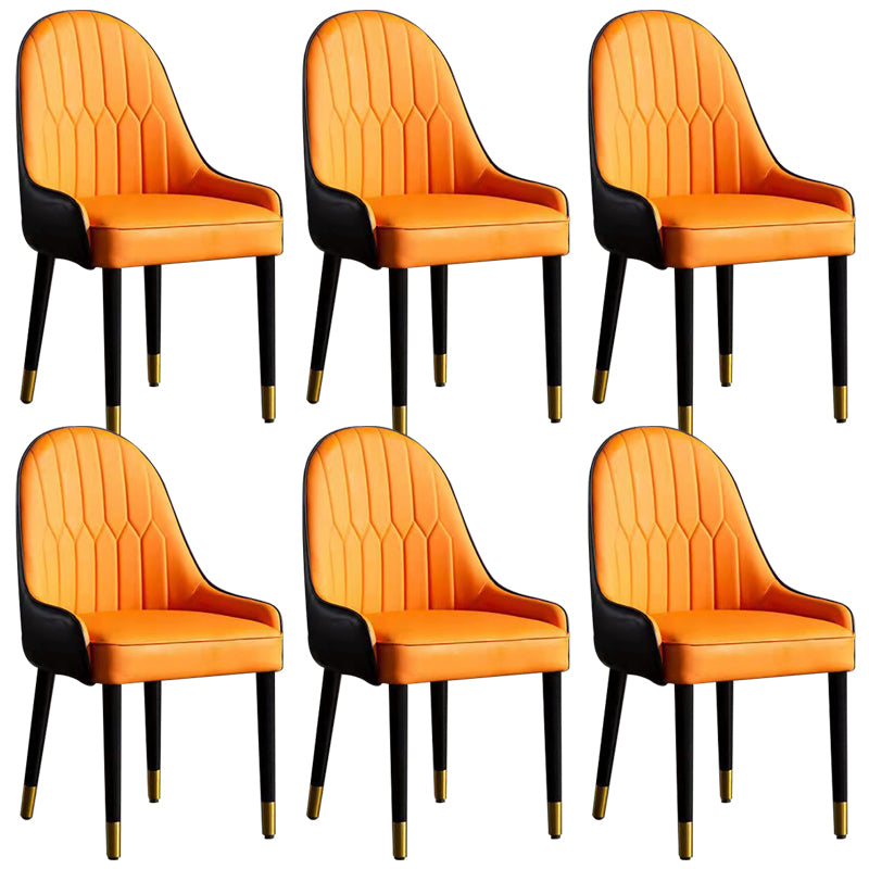 Glam Upholstered Dining Chairs Faux Leather Kitchen Dining Chair with Wood Legs