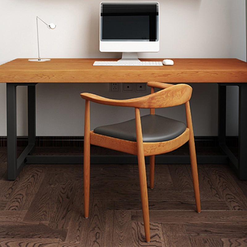 Glam Upholstered Arm Chair Open Back Solid Wood Dining Chair