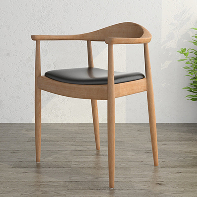 Glam Upholstered Arm Chair Open Back Solid Wood Dining Chair