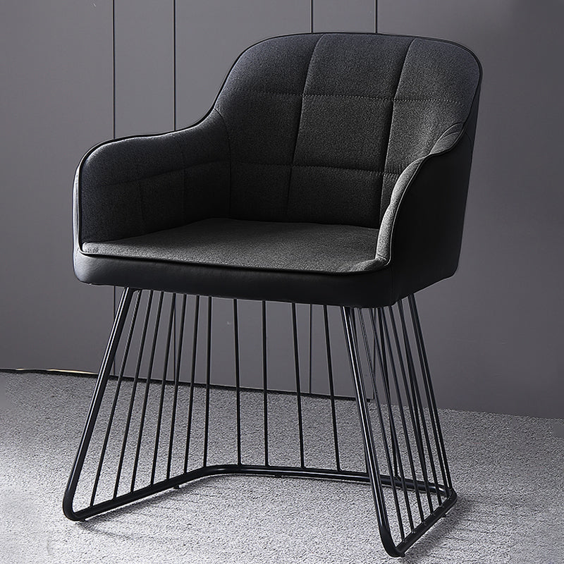 Industrial Metal Base Dining Chair Upholstered Dining Arm Chair