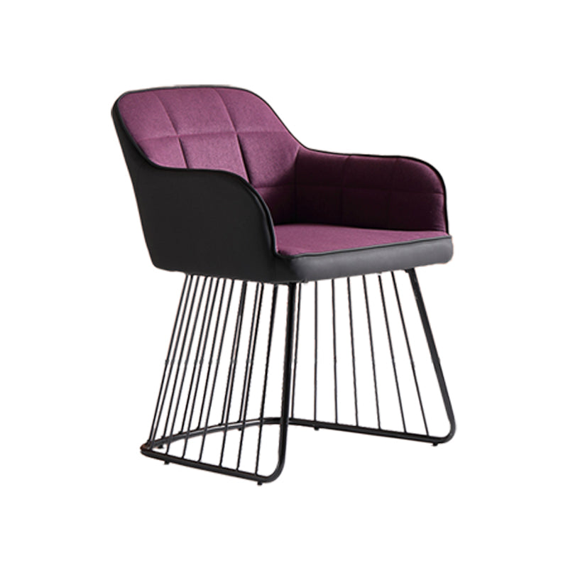 Industrial Metal Base Dining Chair Upholstered Dining Arm Chair