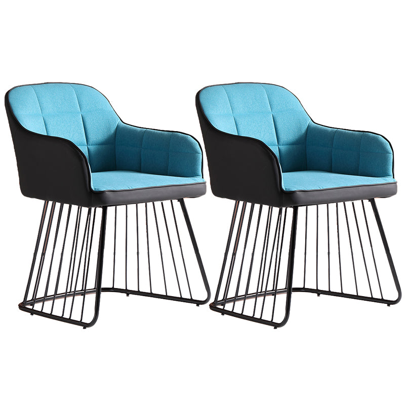 Industrial Metal Base Dining Chair Upholstered Dining Arm Chair