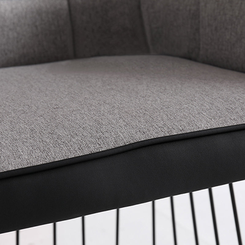 Industrial Metal Base Dining Chair Upholstered Dining Arm Chair