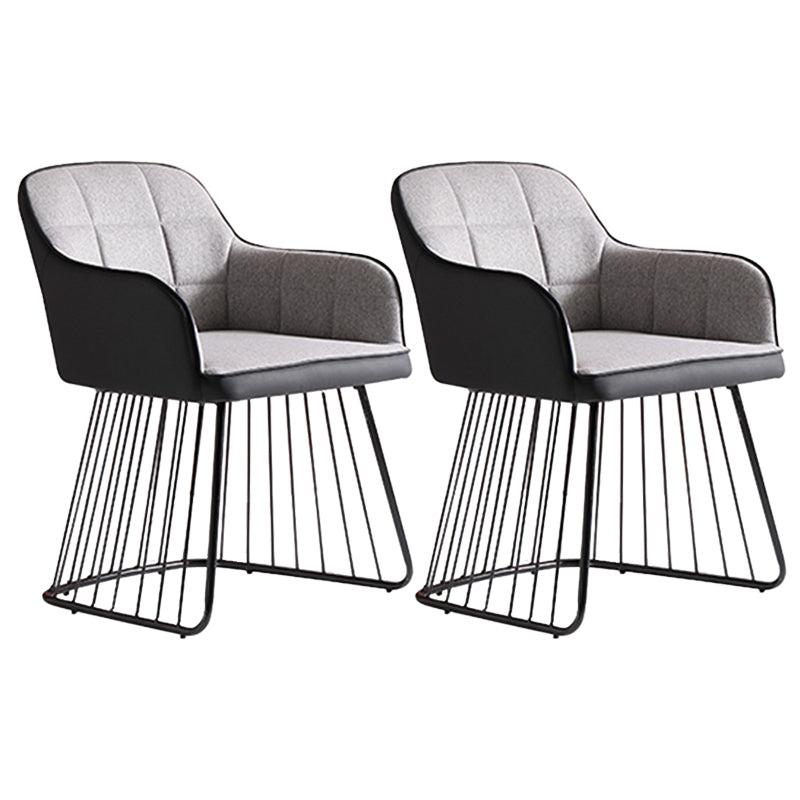 Industrial Metal Base Dining Chair Upholstered Dining Arm Chair