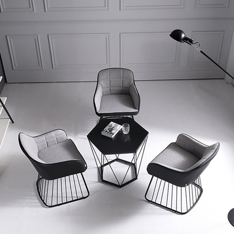 Industrial Metal Base Dining Chair Upholstered Dining Arm Chair